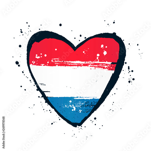 Netherlands flag in the form of a big heart. Vector illustration