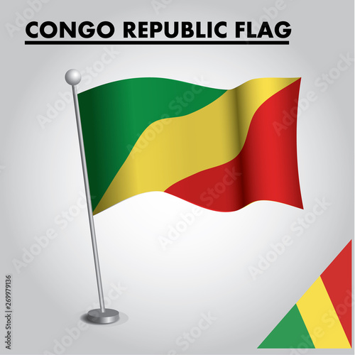 CONGO REPUBLIC flag icon. National flag of CONGO REPUBLIC on a pole