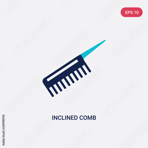 two color inclined comb vector icon from beauty concept. isolated blue inclined comb vector sign symbol can be use for web  mobile and logo. eps 10