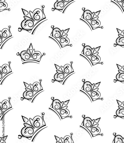 Crown Icon Seamless Pattern, Crown