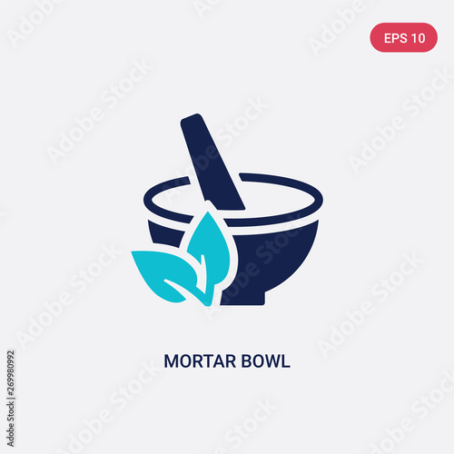 two color mortar bowl vector icon from beauty concept. isolated blue mortar bowl vector sign symbol can be use for web, mobile and logo. eps 10 photo