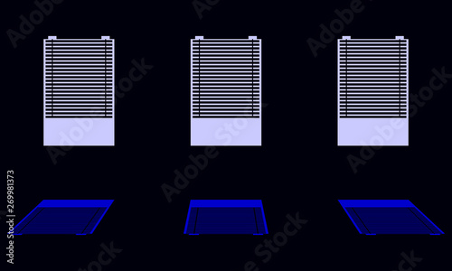 Window blinds silhouette color vector illustration.