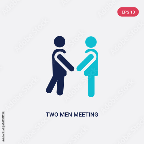two color two men meeting vector icon from behavior concept. isolated blue two men meeting vector sign symbol can be use for web, mobile and logo. eps 10