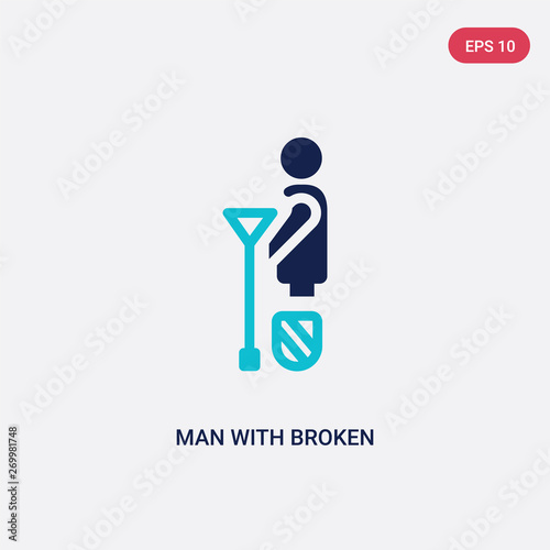 two color man with broken leg vector icon from behavior concept. isolated blue man with broken leg vector sign symbol can be use for web, mobile and logo. eps 10