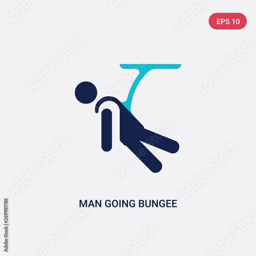 two color man going bungee jumping vector icon from behavior concept. isolated blue man going bungee jumping vector sign symbol can be use for web, mobile and logo. eps 10