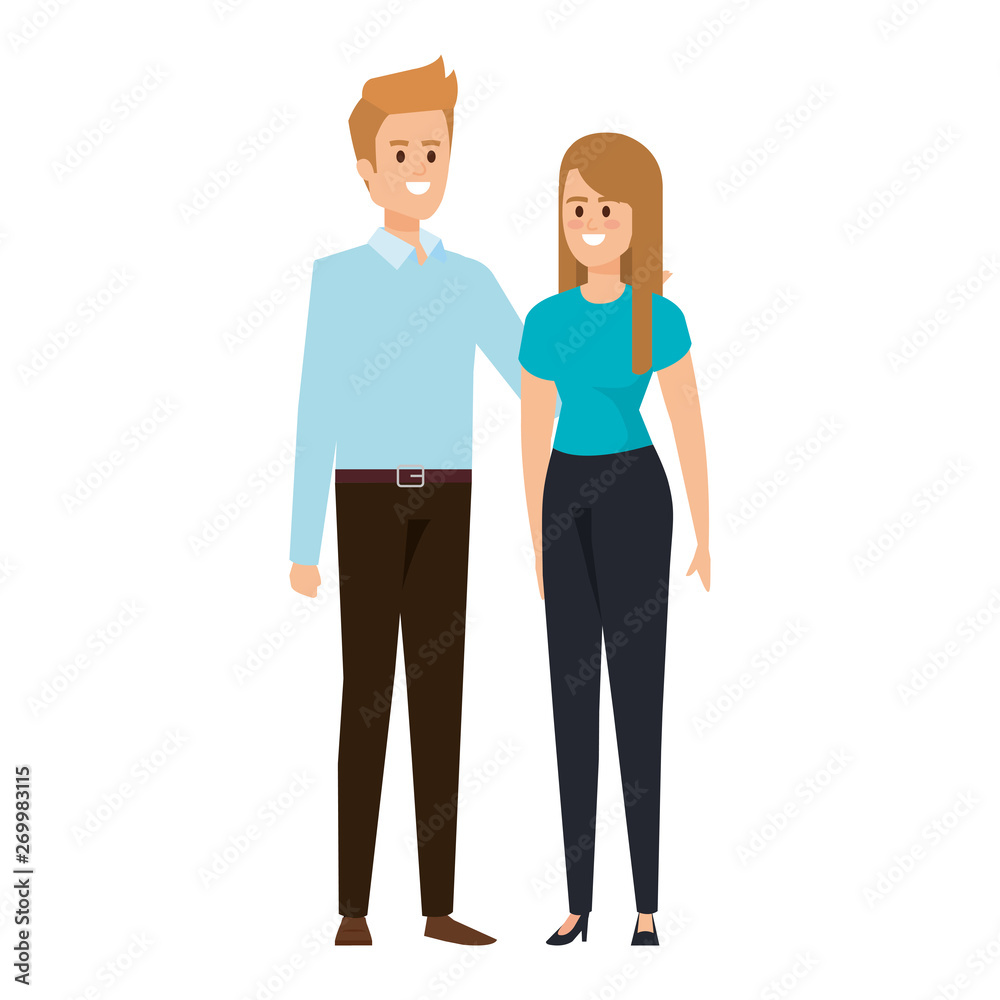 business couple avatars characters vector illustration business couple avatars characters vector illustration