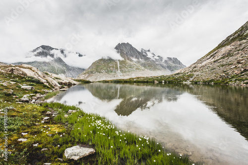 Reflection at Märjelen lake in Switzerland