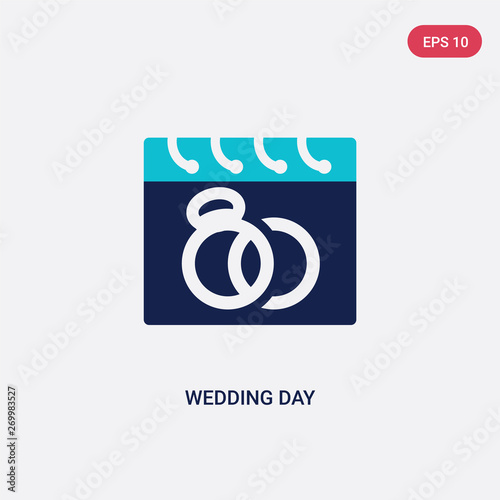 two color wedding day vector icon from birthday party and wedding concept. isolated blue wedding day vector sign symbol can be use for web, mobile and logo. eps 10