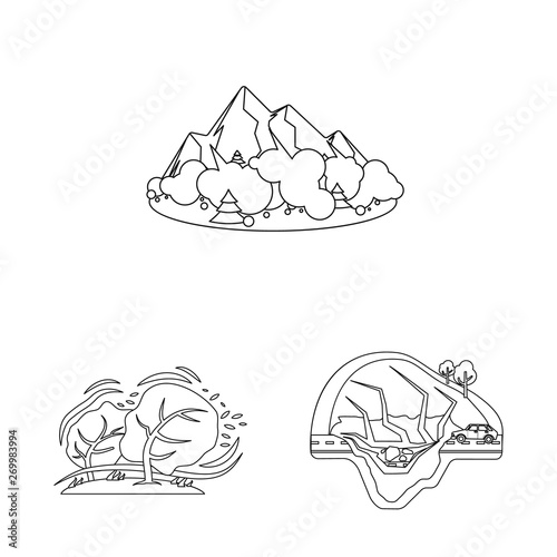 Isolated object of natural and disaster icon. Collection of natural and risk stock symbol for web.