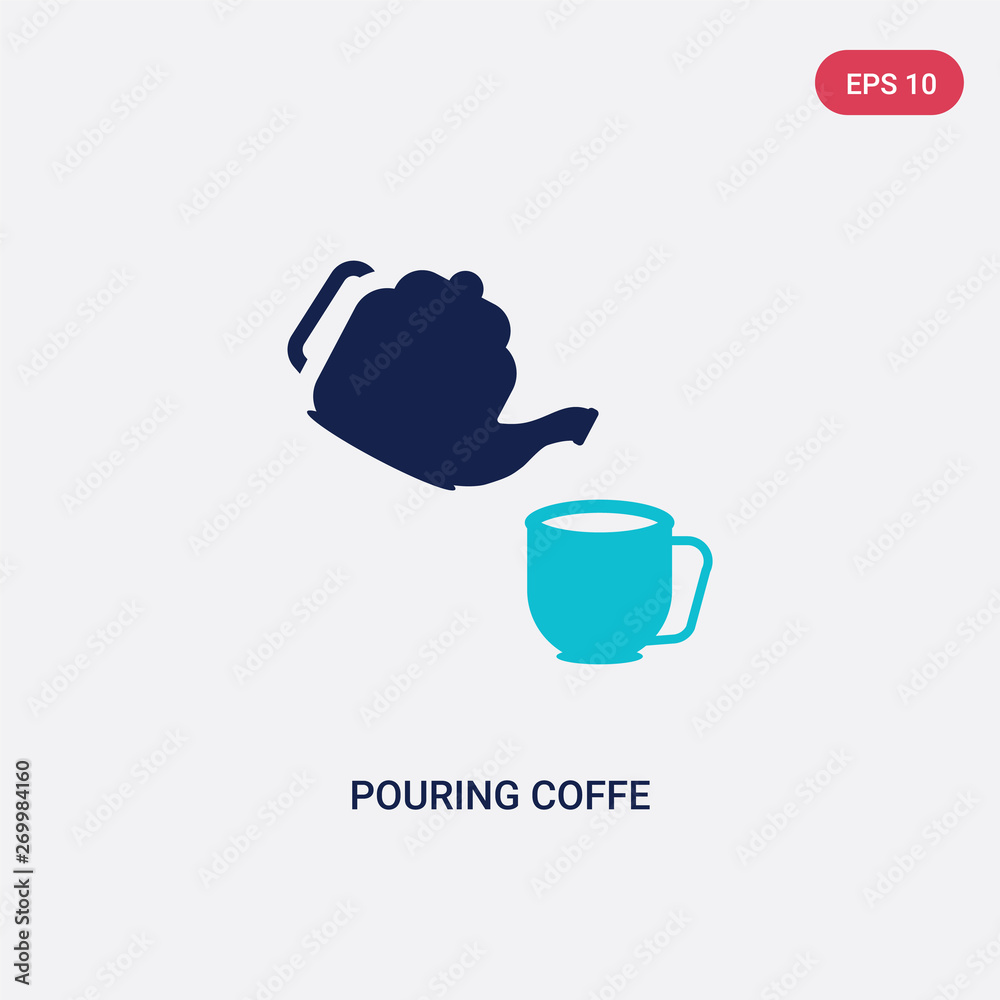 two color pouring coffe vector icon from bistro and restaurant concept. isolated blue pouring coffe vector sign symbol can be use for web, mobile and logo. eps 10
