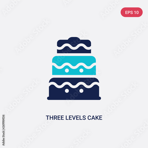 two color three levels cake vector icon from bistro and restaurant concept. isolated blue three levels cake vector sign symbol can be use for web, mobile and logo. eps 10