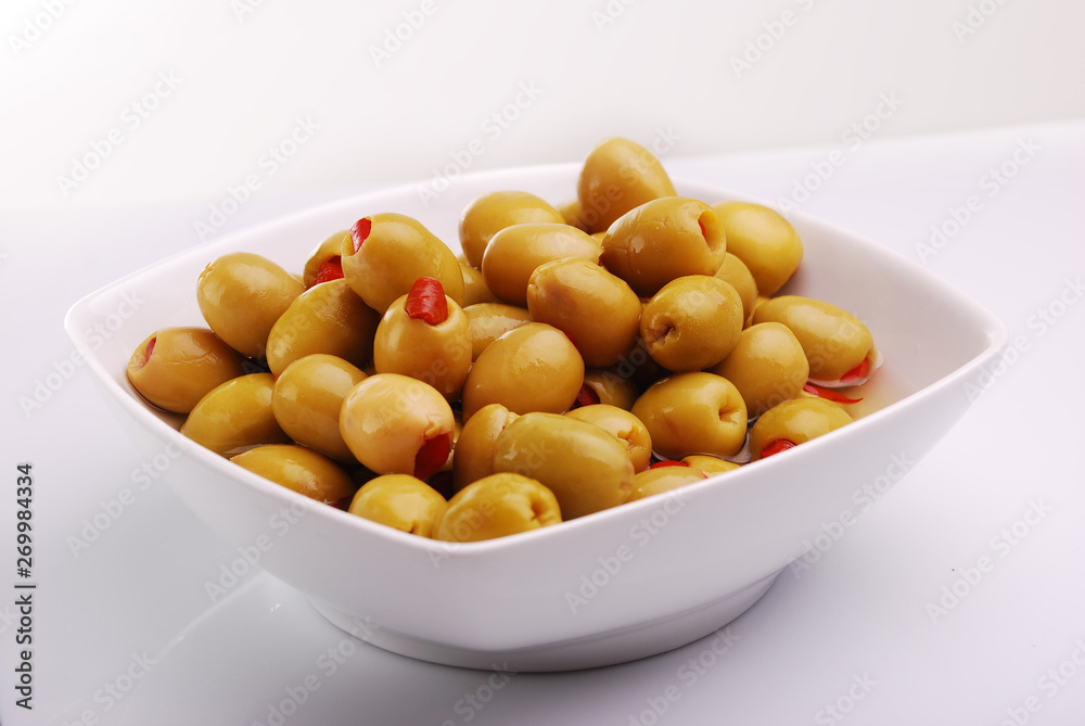 green olives, stuffed with red peppers green olives, stuffed with red peppers