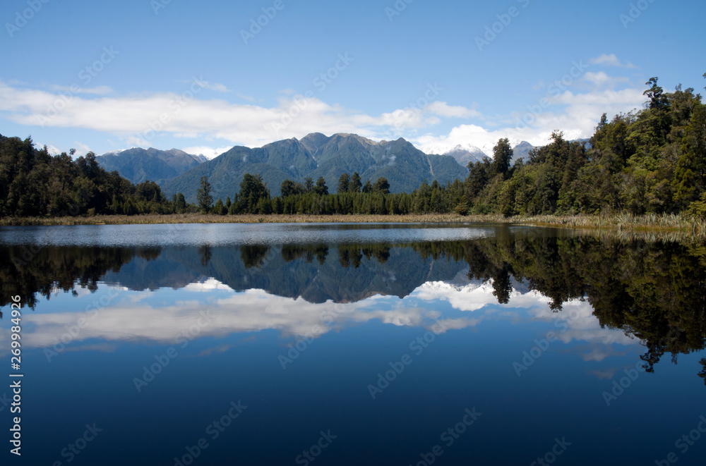 Reflections of the Southern Alps in Lake Matheson, South Island, New Zealand