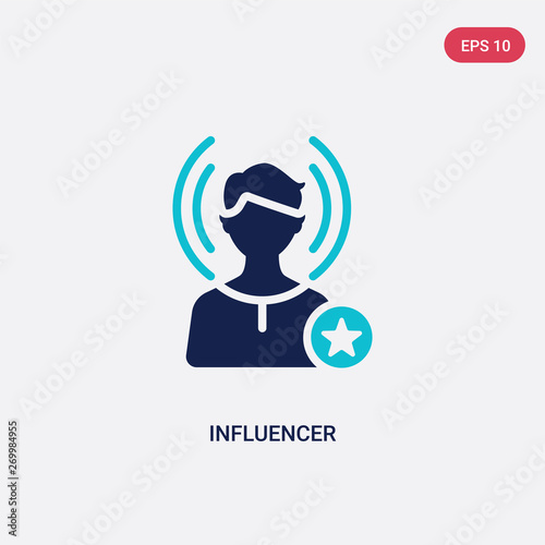 two color influencer vector icon from blogger and influencer concept. isolated blue influencer vector sign symbol can be use for web, mobile and logo. eps 10