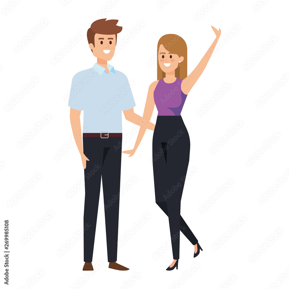 business couple avatars characters vector illustration business couple avatars characters vector illustration