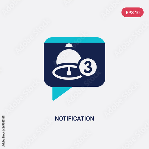 two color notification vector icon from blogger and influencer concept. isolated blue notification vector sign symbol can be use for web, mobile and logo. eps 10