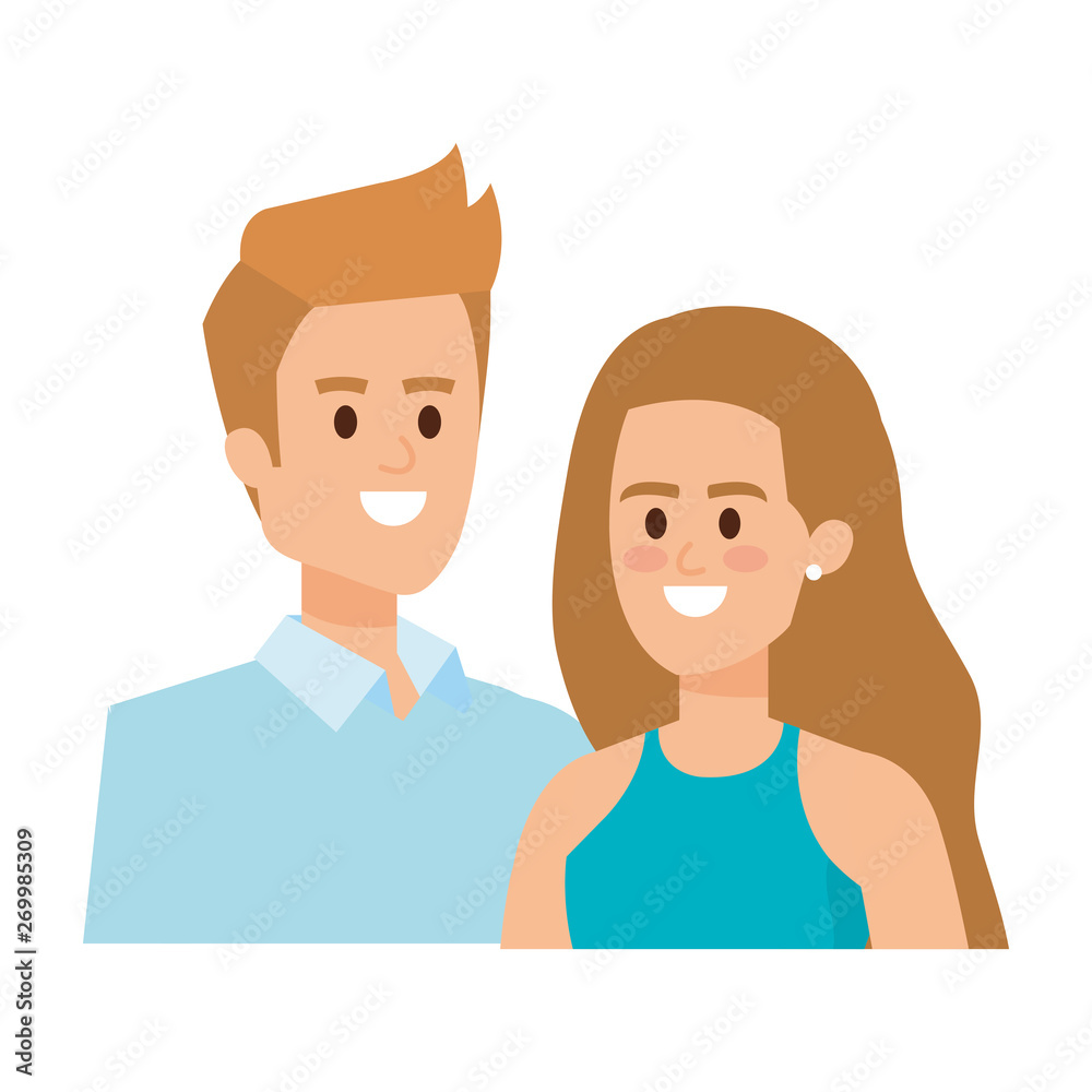 business couple avatars characters vector illustration business couple avatars characters vector illustration