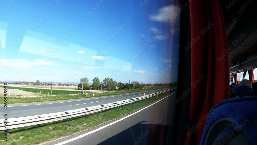 Bus Drive Trough Croatia On A Highway Inside View Bus Drive Trough Croatia On A Highway Inside View