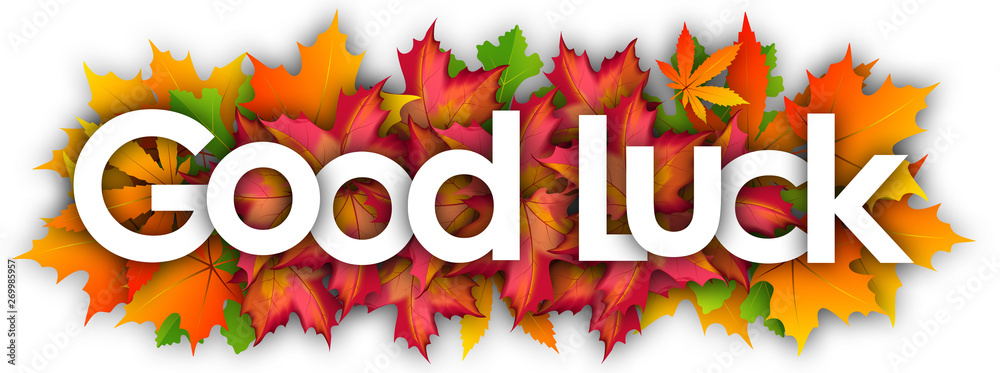 Good luck word and autumn leaves background Stock Illustration | Adobe Stock