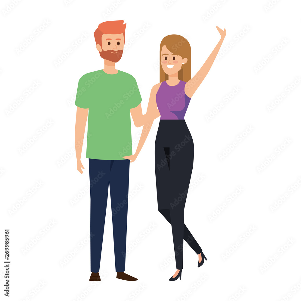 young couple lovers avatars characters