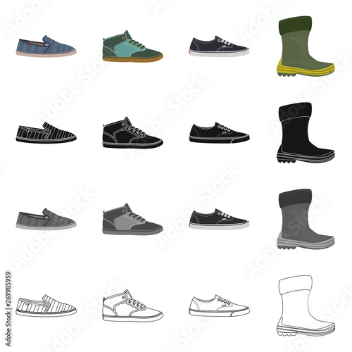 Isolated object of shoe and footwear icon. Set of shoe and foot vector icon for stock.