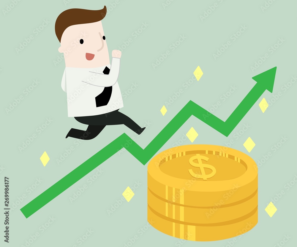 Businessman step on graph Businessman step on graph