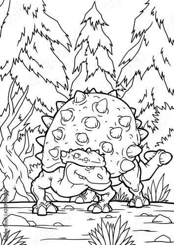 Fototapeta Naklejka Na Ścianę i Meble -  Coloring book for children with a dinosaur