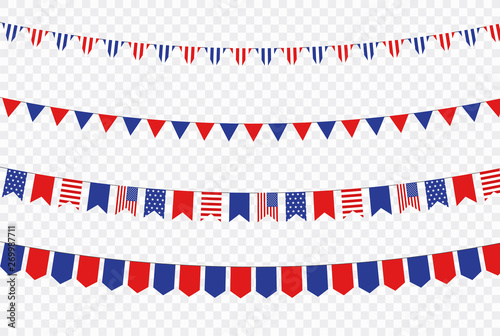 USA Independence Day 4th of July holiday. United states of America flag. Happy independence day banner. Memorial day. American background. Vector illustration.