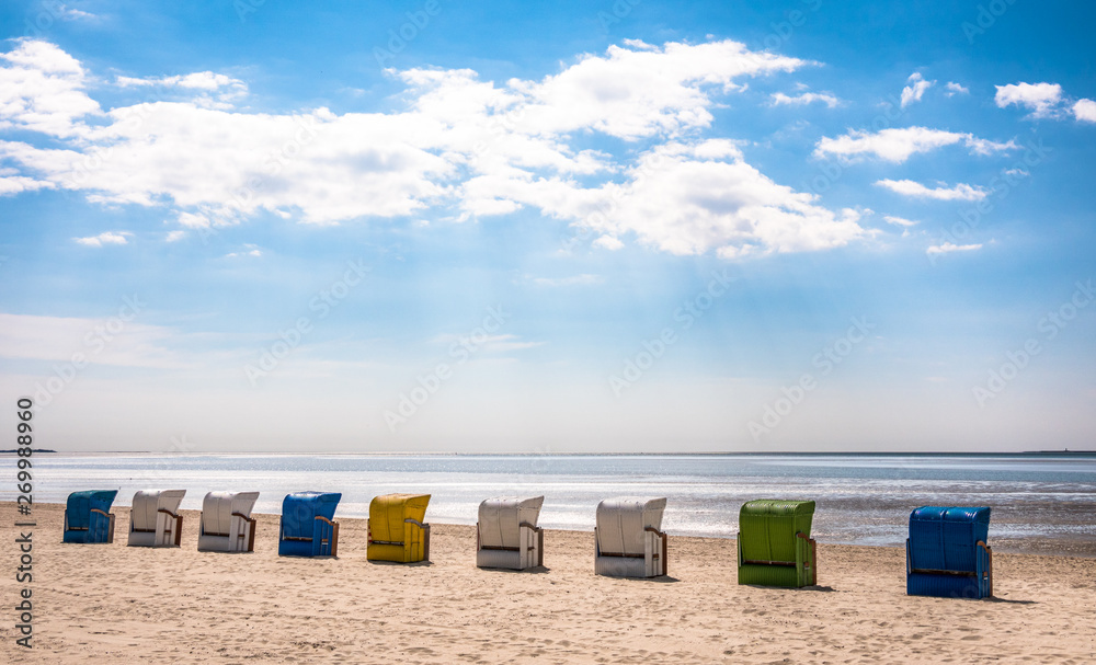 Fototapeta premium hooded beach chairs