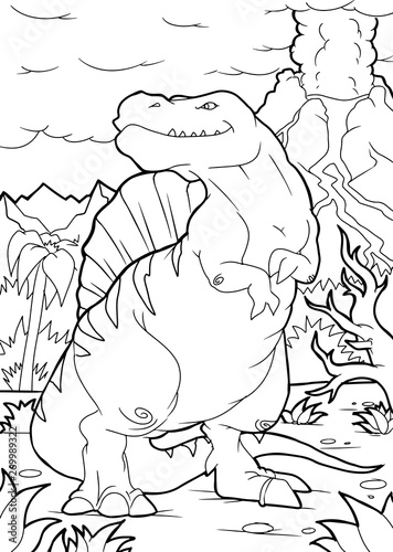 Coloring book, Spinosaurus dinosaur, coloring page