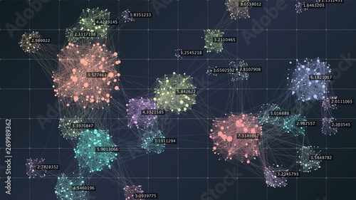 Big data complexity visual representation. Cluster analysis visualization. Advanced analytics. Beauty of data graphic abstract background. photo