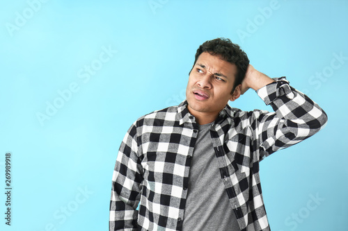 Handsome thoughtful man on ...