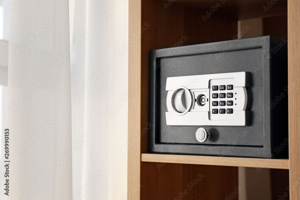 Small modern safe on shelf Small modern safe on shelf