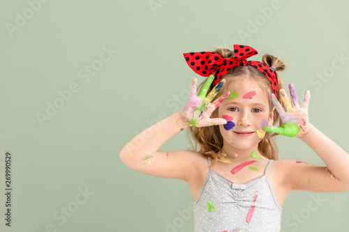 Cute little girl with hands...