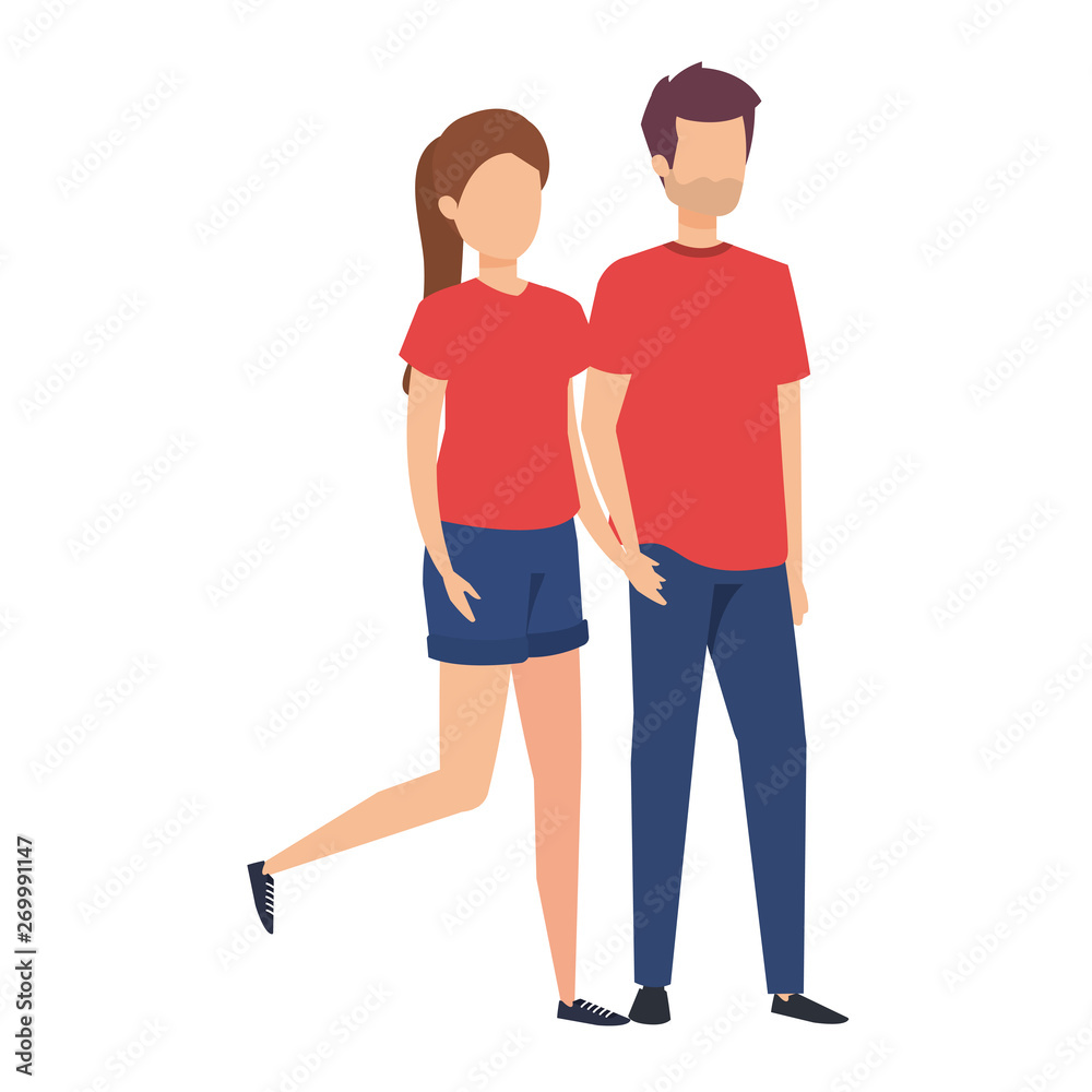 young couple lovers avatars characters