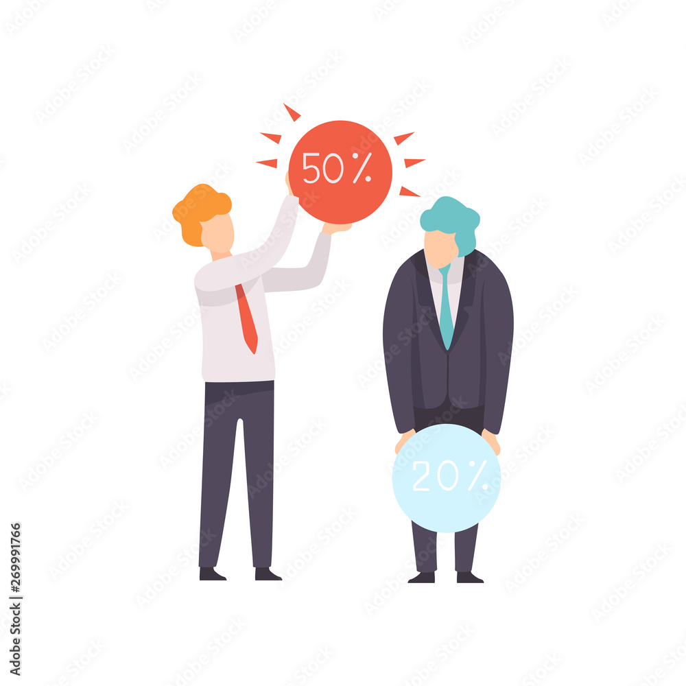 Successful Businessman Completed Tasks, Business Competition, Rivalry Between Colleagues, Office Workers Challenging Vector Illustration Successful Businessman Completed Tasks, Business Competition, Rivalry Between Colleagues, Office Workers Challenging Vector Illustration