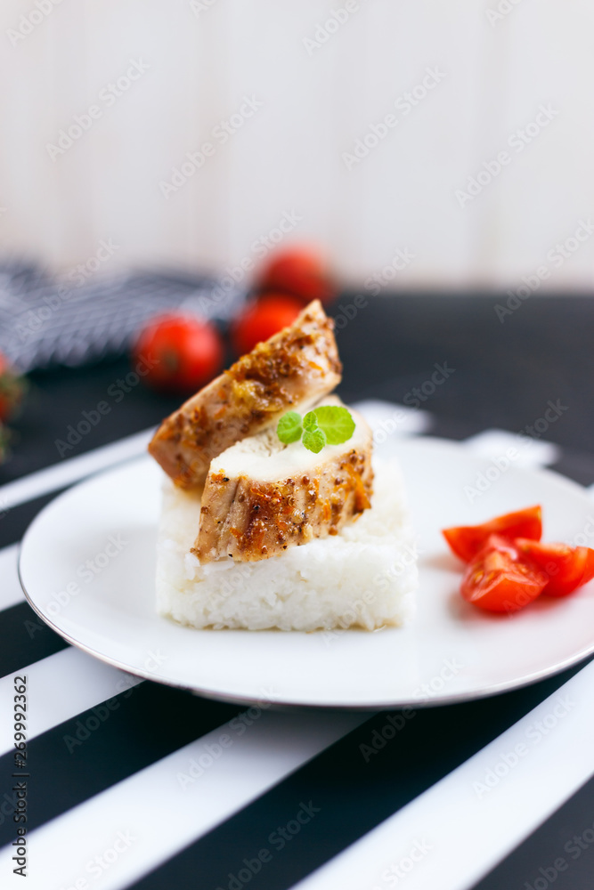 Chicken fillet with rice and tomatoes Chicken fillet with rice and tomatoes