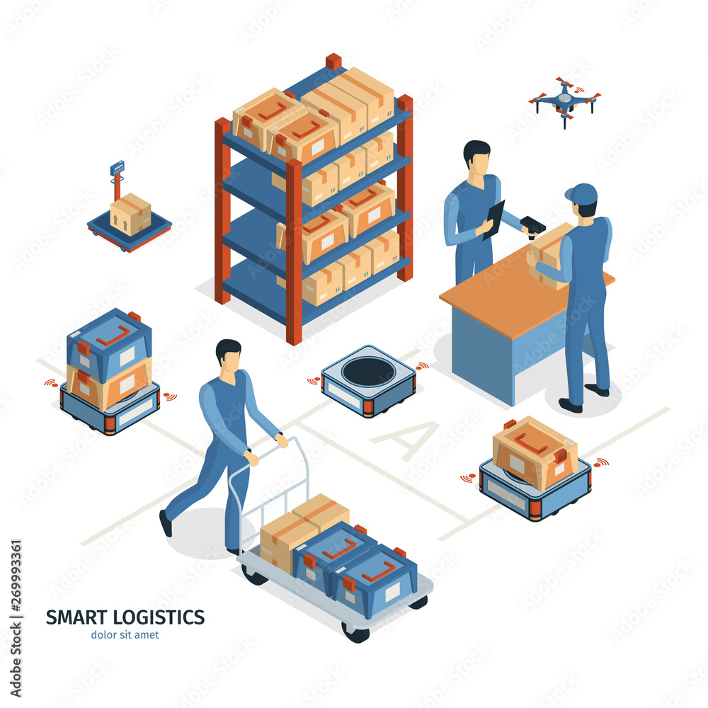 Smart Logistics Isometric Composition Smart Logistics Isometric Composition
