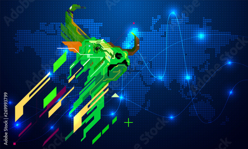Bullish symbols on stock market vector illustration. vector Forex or commodity charts, on abstract background. The symbol of the the bull. The growing market.