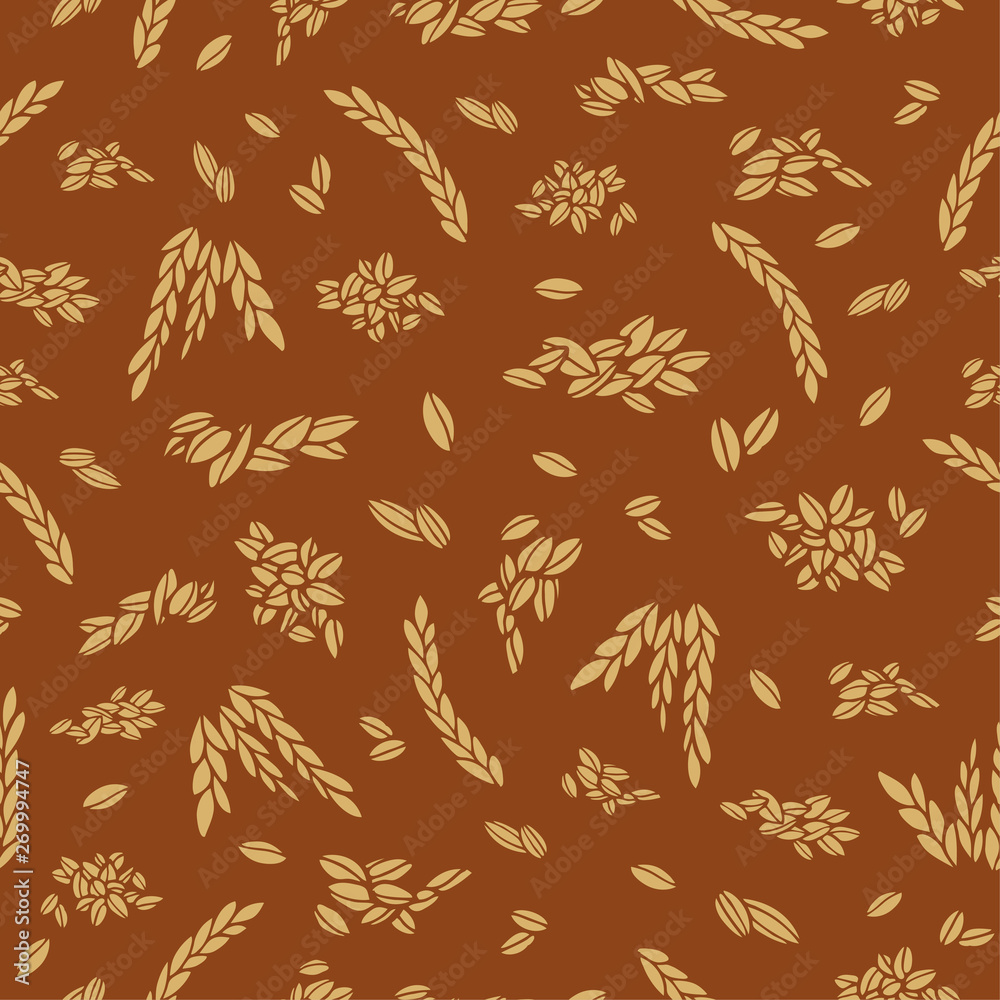 Fototapeta premium Bread grain seamless pattern outline silhouette hand drawing for textile for wrapper