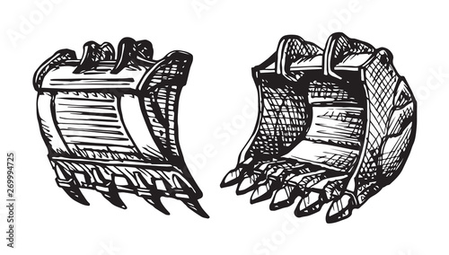 Building bucket for digging. Vector drawing