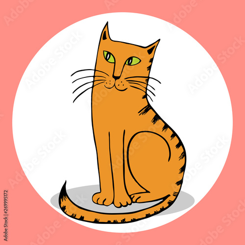  Pensive cat vector illustration of a pet character coloring