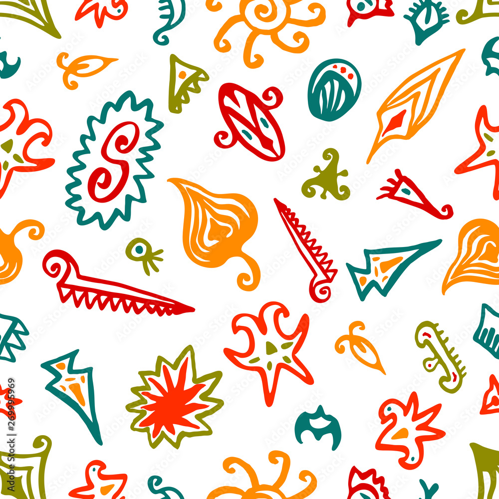 Obraz premium African patterns seamless pattern vector illustration hand drawing abstract elements