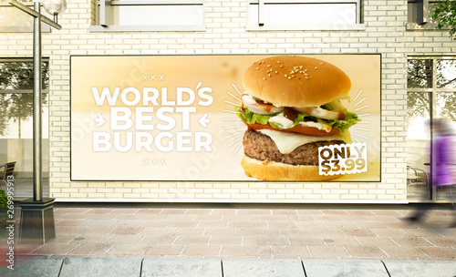 big horizontal burger poster mockup photo