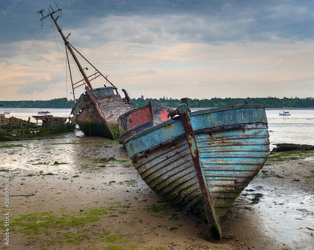 A Boat Graveyard on the River Orwell in Suffolk