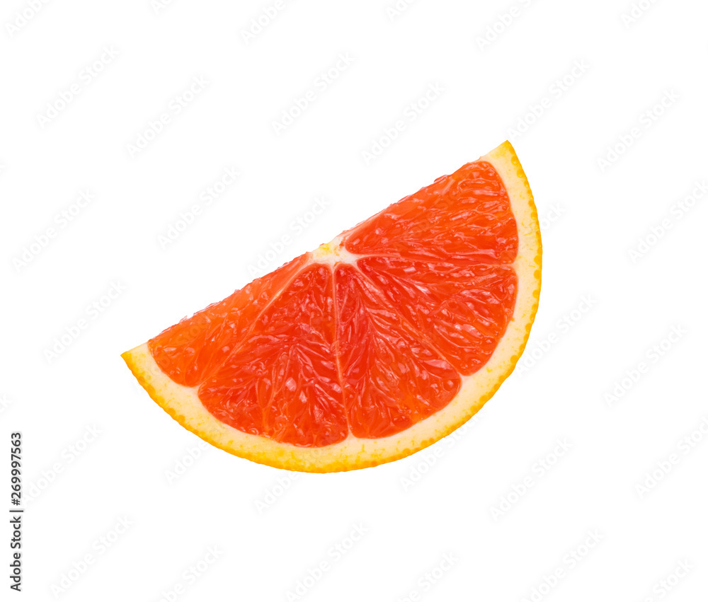 slice of orange fruit isolated on white background slice of orange fruit isolated on white background