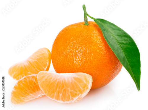 Fresh mandarin on white background photo