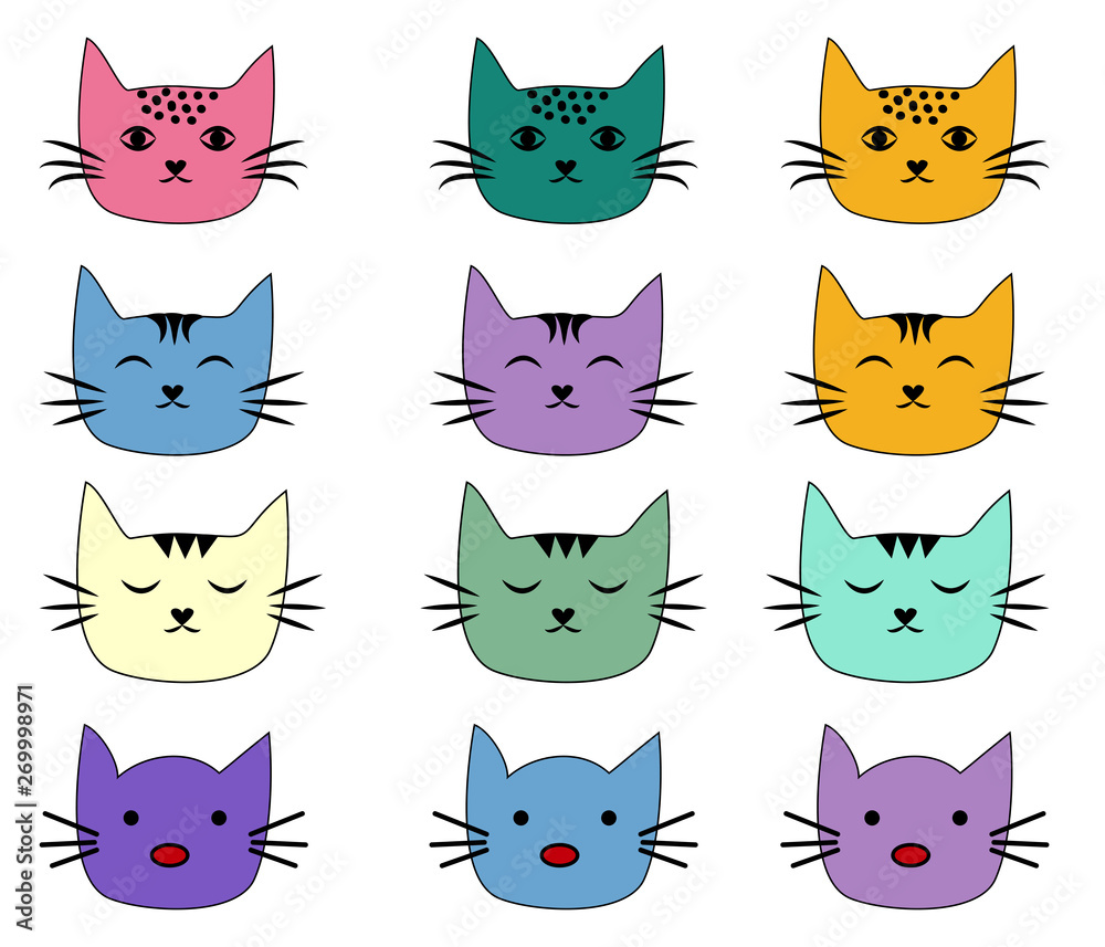 Cats, set of cute doodle. Sketch character handmade to Print T-shirts. Cats, set of cute doodle. Sketch character handmade to Print T-shirts.