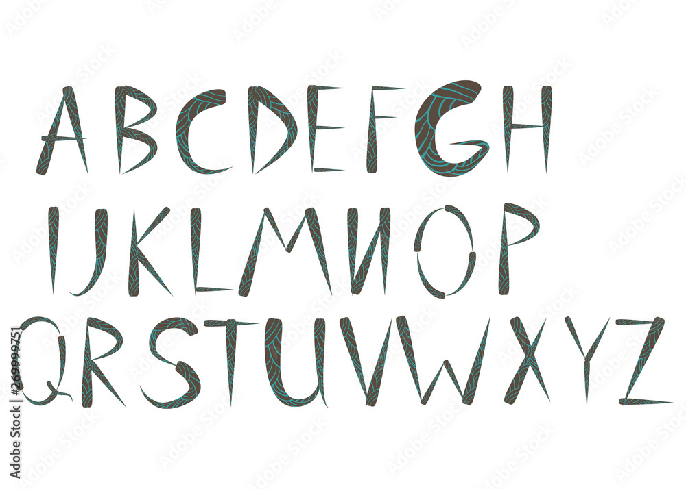 Ethnic font. Native american indian alphabet. Alphabet traditional african or mexican illustration Ethnic font. Native american indian alphabet. Alphabet traditional african or mexican illustration