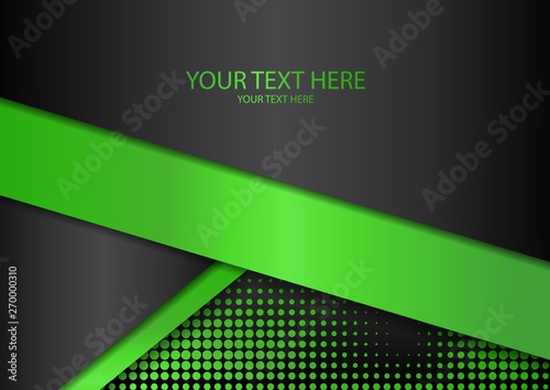 Bright halftone dots and colored inclined ribbons stripes on a dark background. Luxury poster background template.